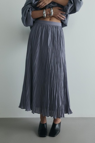 Suud Collection Gri Donette Piliseli Etek