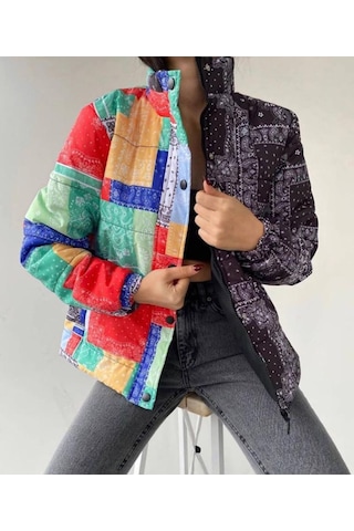 Bandana Desen Patch Bubble Mont Çok Renkli