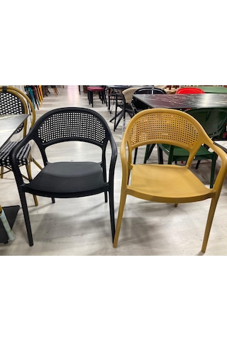 Perfora Model Şık Plastik 4 Adet Hardal Renk Sandalye