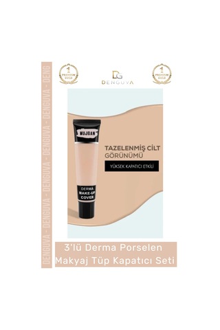 Makyaj Mat Bitişli Aydınlatıcı Kontür Etkili 3'lü Derma Porselen Makyaj Tüp Kapatıcı Seti Çok Renkli
