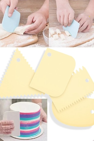 4'lü Set Hamur Kesme Ve Şekillendirme & Pasta Şekil Verme Aparatı - Krem Krem
