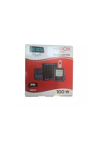 Helıos Hs-3874 100w Solar Led Projektör 6500k Beyaz Işık, Güneş Enerjili, Su Geçirmez