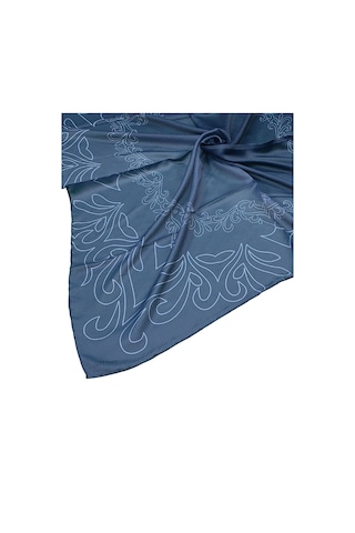 Mim Eşarp Valino Degrade Desenli Şifon Eşarp 90x90 Cm Lacivert
