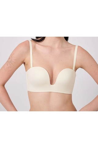 Freshness Msf05 Destekli V Dekolte Lazer Kesim Sütyen Ekru