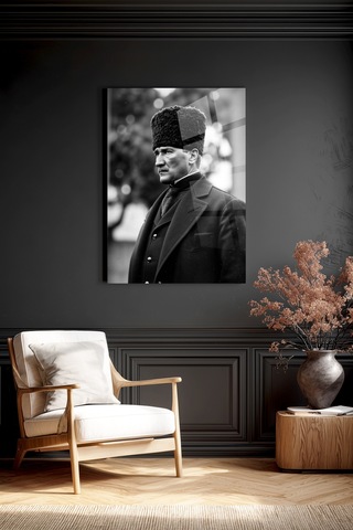 Atatürk Siyah Beyaz Kırılmaz Cam Tablo
