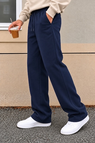 Tarz Cool Erkek Oversize Baggy Fit Eşofman Altı %100 Pamuk 3 İplik Şardonlu Bol Paça Rahat Kesim Lacivert