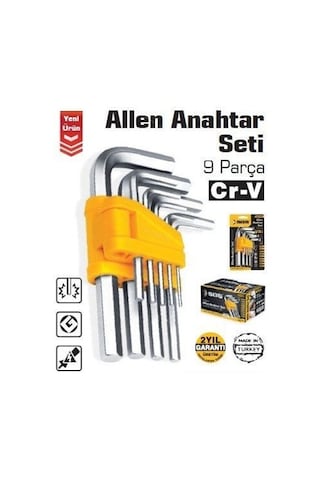 Sgs1060 - 9 Parça Hex Düz Allen Anahtar Seti