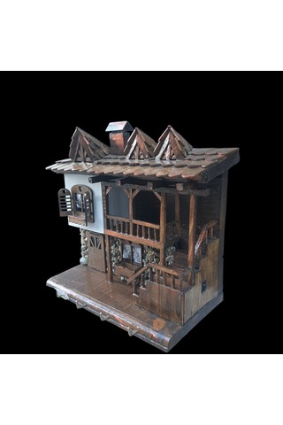 Ahsap Dekoratif Konak Modeli El İşçiliği Işıklı Duvar Anahtarlığı 1