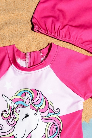 Beniizle Baskılı Boneli Kız Çocuk Yüzücü Mayo Unicorn