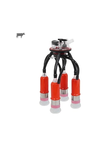 Melasty Süt Sağma Makinesi 240 Cc Sağım Demeti Kırmızı Kılıf/algan Ø24 Kısa Meme Lastiği-silikon -2690