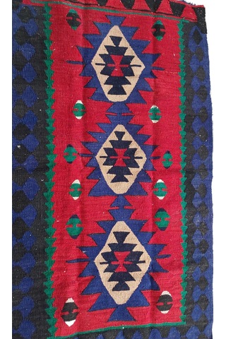 Antika Kafkas Esintili El Dokuma Yün Kilim 80x140 Cm Çok Renkli
