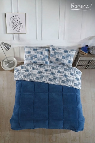 Formeya Mavi Çift Kişilik Wellsoft Yorgan Yastık Kılıflı Mavi