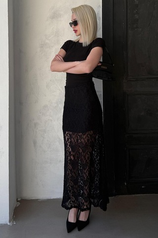 Madmext Madmext Siyah Dantel Kadın Etek Mg2338 Siyah