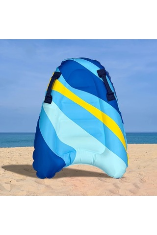 Honeybeeshop 1 Adet Çok Renkli Çocuk Sörf Tahtası Tutma Sapı İle Taşınabilir Dayanıklı Polimer Plaj Sörfü Ve Yüzme İçin İdeal Mavi Sarı Çizgili Tasarım