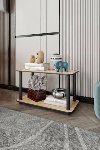 Dekoratif Masivo Kitaplık 2 Katlı 30x60 Dikdörtgen Çok Amaçlı Raf Safir Meşe Meşe