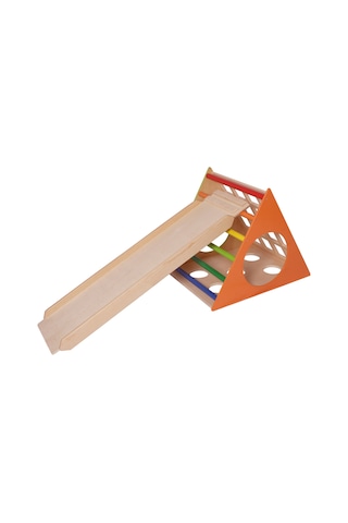 Woodnjoy Ahşap Üçgen Pikler + Geometrik Rampa Ve Kaydırak Seti 2'li Set Renkli
