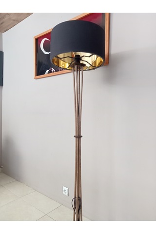 Balsa Dekor Ahşap Lambader Ceviz Siyah Gold Altın - Siyah