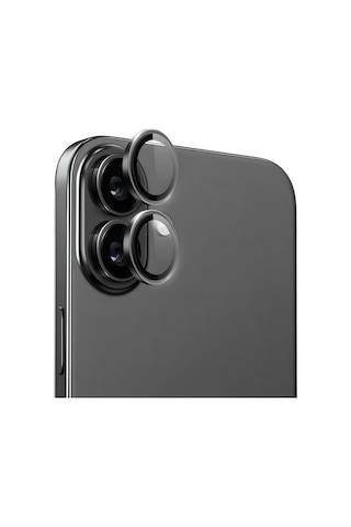 Ennar Apple Uyumlu iPhone 16 Plus - 16 Metal Çerçeveli Kamera Koruma Lensi Mtlns07 Siyah