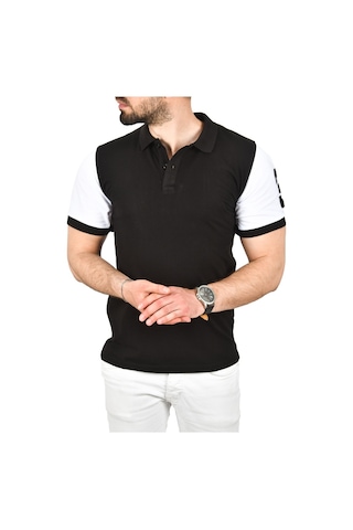 Deepsea Erkek Siyah Dar Kesim Pamuklu Polo Yaka Tişört Slim Fit Nefes Alan Kıvrılmaz Polo Yaka Tişört 2503022 Siyah