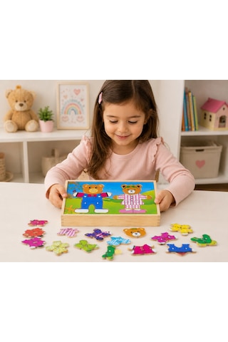 Bakgelal Ahşap Ayıcık Eşleştirme Yapbozu Montessori Eğitici Ahşap Puzzle Çocuk Zeka Gelişim Oyuncağı