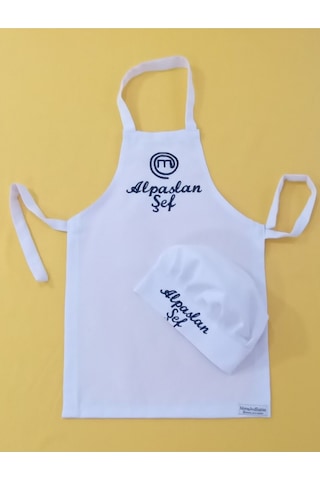 Moms And Babies Çocuk Mutfak Ve Etkinlik Ana Okulu Önlüğü İsme Özel Nakış Desenli 0- 14 Yaş Beyaz