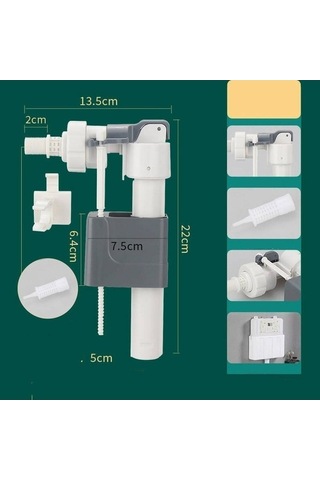 Pazly Suntek Gizli Tuvalet Tankı Dolum Vanası 1,6 Cm 13,5x5x22 Cm Boyutlar Çok Renkli