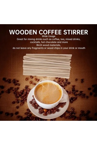 Youmex Restoranlar İçin Ahşap Kahve Karıştırıcıları - 500 Adet, Dayanıklı, Tek Kullandım, Çevre Dostu, Kahve-çay-kokteyl Karıştırma Ahşap Rengi