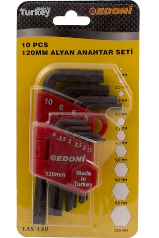 Edoni 10 Parça Alyan Allen Anahtar Seti 120 Mm N11.23199