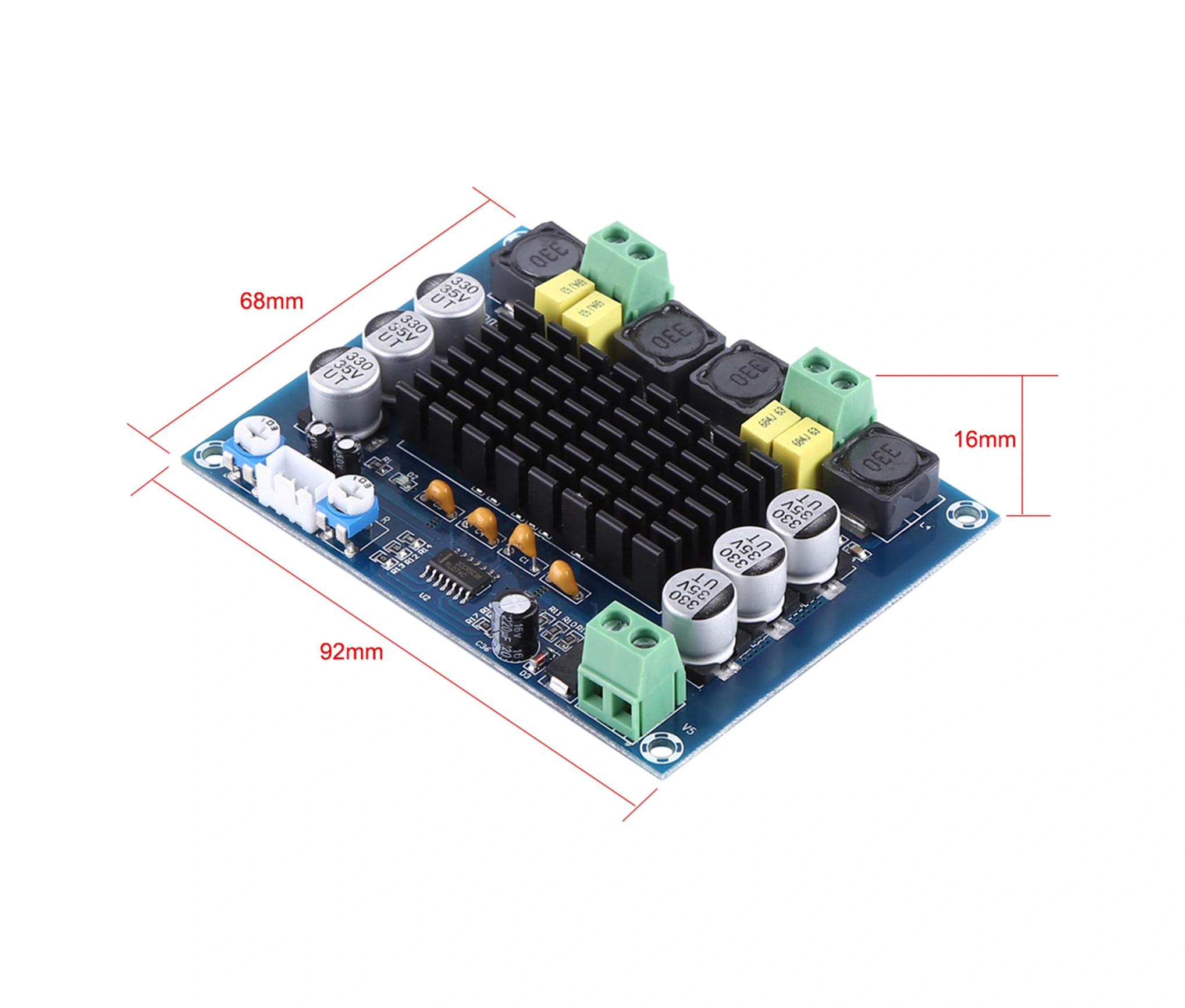 Tenfowee Tpa3116d2 Çift Kanal 2x120w Güçlü Ses Amfi Kartı, Kısa Devre/üst Sıcaklık Koruma, Siyah Isı Emici, 1.6mm Pcb