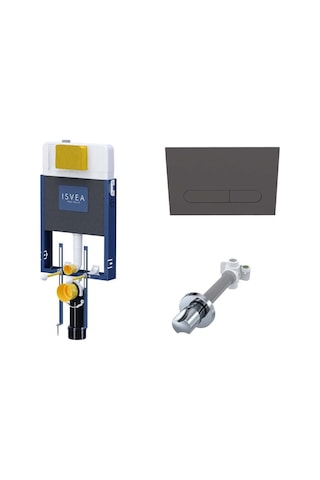 Isvea Durezza Gömme Rezervuar Seti - Antrasit Tuğla Duvar Antrasit