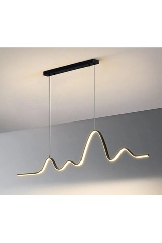 Ritim Modern Tasarım Yatak Odası Salon Mutfak Yemek Masası Siyah Renk Beyaz Led Avize 110 Cm Siyah Siyah