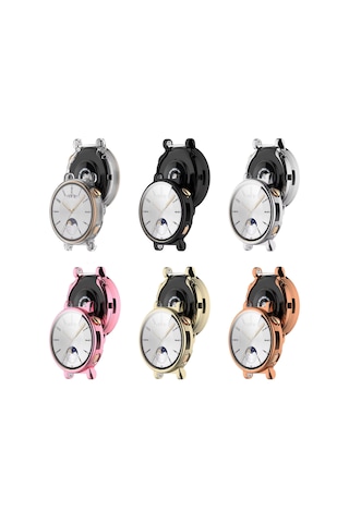 Huawei Watch Gt5 46 Mm İçin Full Kaplama Bumper Darbe Emici Silikon Kılıf -siyah