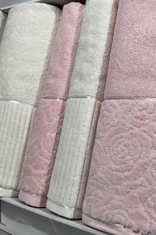 Sevgi Hamam Takımı 4 Parça Krem - Pudra Çok Renkli