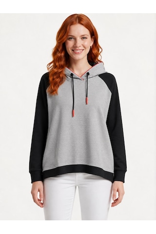Neden Tekstil Kadın Kapüşonlu Siyah Gri Sweatshirt