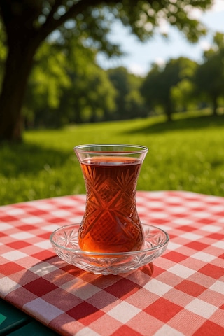 12 Parça Göz Dekor Kesme Çay Seti - Özel Yapım Çay Bardak Tabak Şeffaf