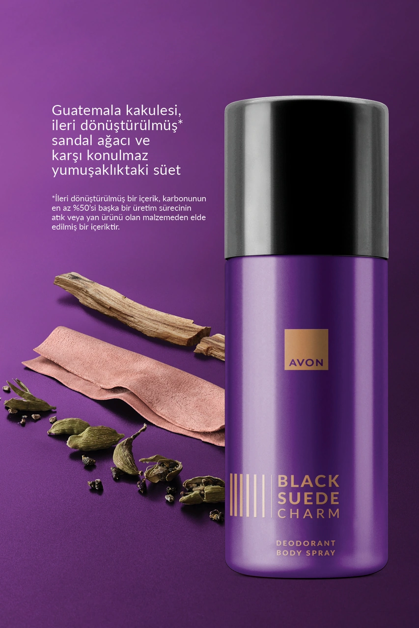 Avon Black Suede Charm Erkek Sprey Deodorant 150 ML