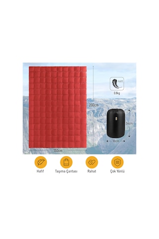Haegs Kamp Battaniyesi - Dış Mekan Hafif Kompakt Seyahat Yorganı Kamp Yürüyüş Outdoor Şal, Battaniye 200-150 Cm Kırmızı