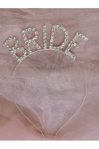 Bride Pırlanta Model Metal Kristal Taşlı Taç Bekarlığa Veda Nedime Tacı Çok Renkli