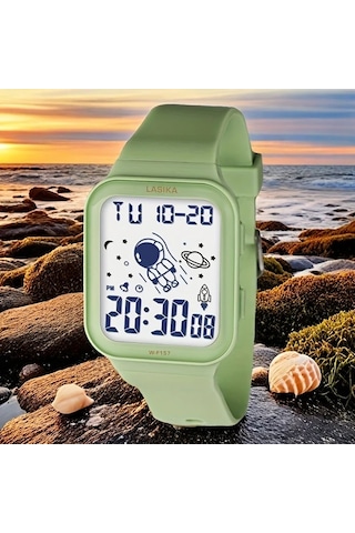 Primepickings Beyaz Kızlar Digital Saati Astronaut Tasarım Ipx7 Su Geçirmez Alarm Okul Plaj Koşu Diğer