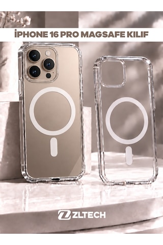 Apple iPhone 16 Pro Uyumlu Magsafe Özellikli Sert Şeffaf Kılıf Plastıc Cover Şeffaf