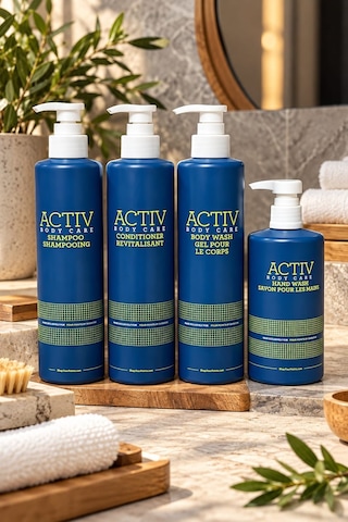 Actıv Body Care Mavi Amblajlı 4'lü Bakım Seti 360 Ml Şampuan + Saç Kremi + Duş Jeli + Sıvı El Sabunu
