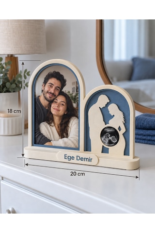 Sehmira İlk Heyecan Kişiye Özel Aile Ve Bebek Fotoğraf Çerçevesi Mavi