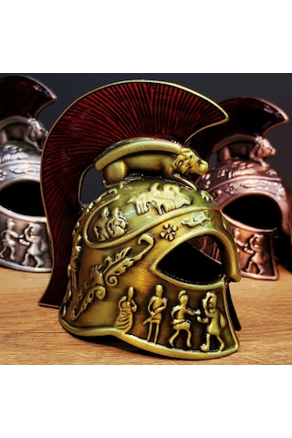 Metal Dekoratif Şövalye Miğferi - Tarihi Tasarım - 10x5 Cm Altın, Bakır, Gümüş