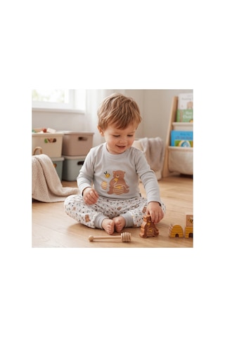 Mother Love %100 Organik Bebek Pijama Takımı 3 - 36 Ay Gri
