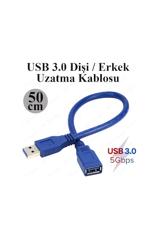 BK Teknoloji USB 3.0 Erkek / Dişi Uzatma Kablosu Genişletici 50 CM