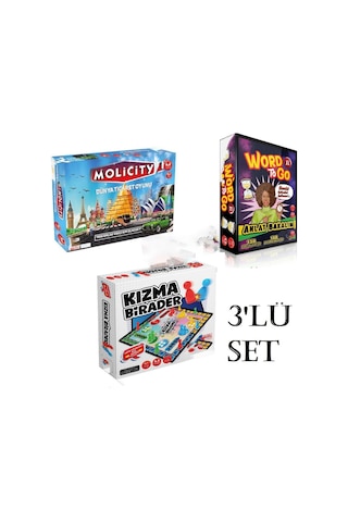 Süper 3'lü Set Molicity Emlak Ticaret Oyunu Kızma Birader Word To Go Tabu