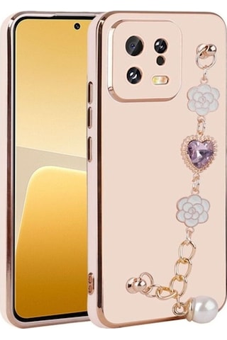 Xiaomi Mi 13 Kılıf El Tutamaçlı Kamera Korumalı Zore Taka Silikon Kapak Pembe