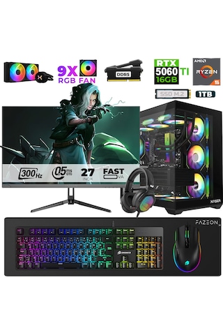 Xaser Star X350 R5-7500F 32 GB 1 TB M.2 NVMe SSD 16 GB RTX5060Ti 27" Free Dos Dizüstü Bilgisayar