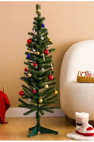 Yılbaşı Çam Ağacı Seti Süsler Ve Led Pilli Işıklı 120 CM