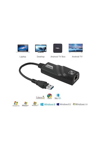 Usb Gigabit Ethernet Çevirici Dönüştürücü 3.0 Adaptör 1000Mbps (525500727)
